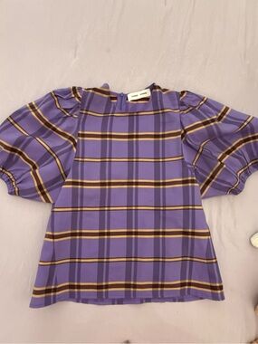 Samsoe Samsoe L Puff Sleeve Graphic Check Violet Blouse